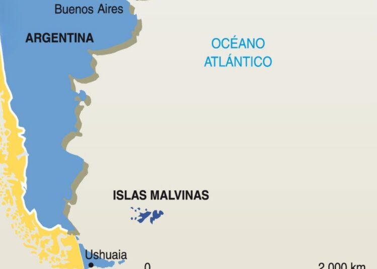 Islas Malvinas, mapa Argentina
