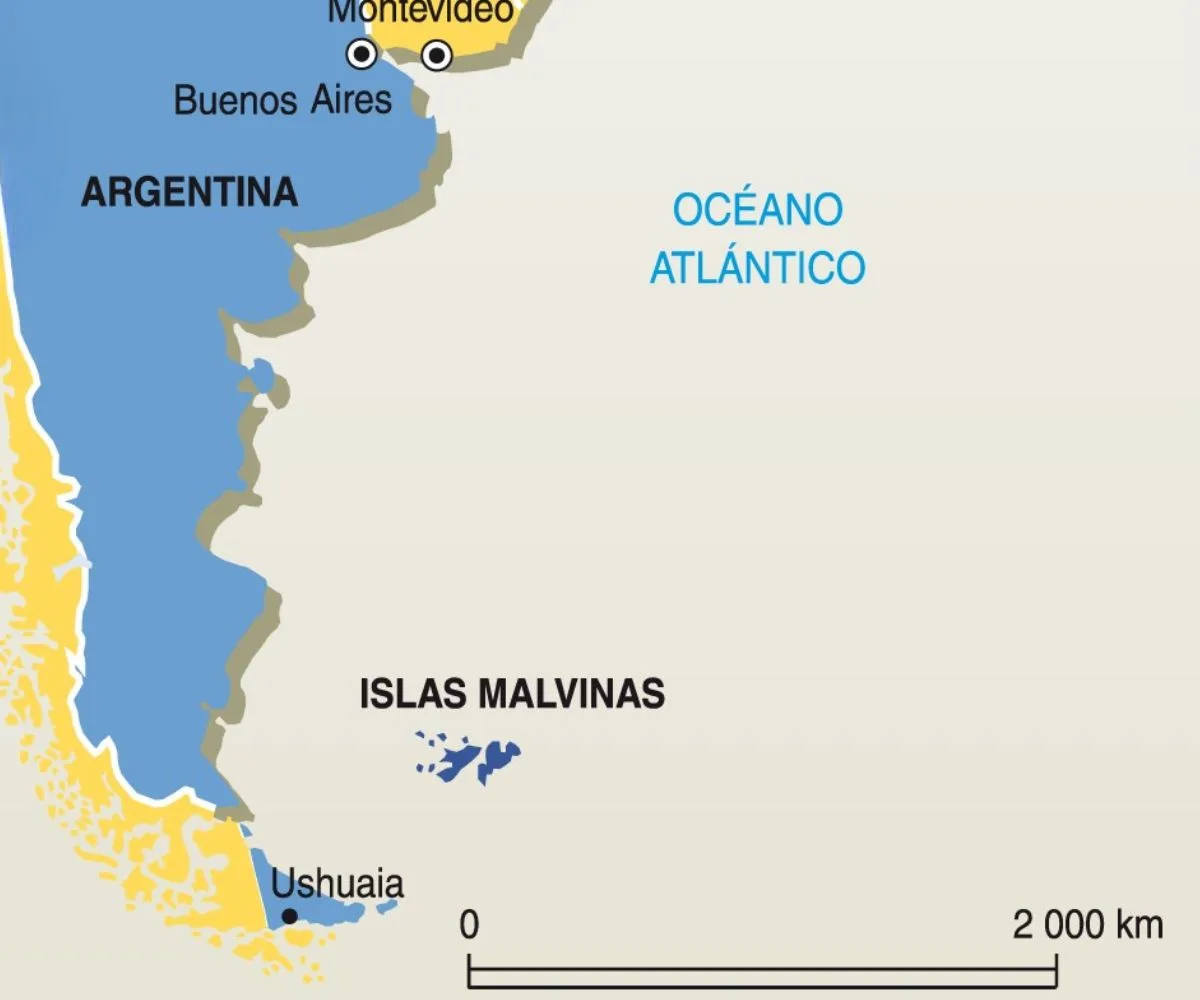 Islas Malvinas, mapa Argentina