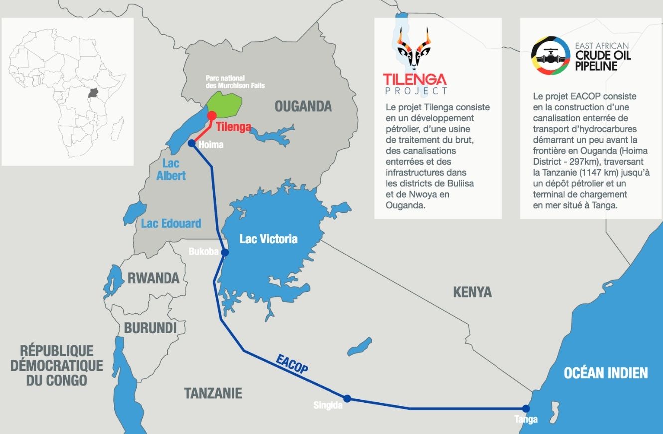 Mapa del Oleoducto de Crudo de África Oriental (EACOP). Crédito: archivo