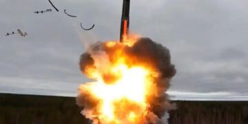 Misil balístico ruso de alcance intermedio Oreshnik. Créditos: Red de Integración de Datos OE (ODIN)