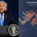 Donald Trump y mapa de las Islas Malvinas. Crédito: Escenario Mundial