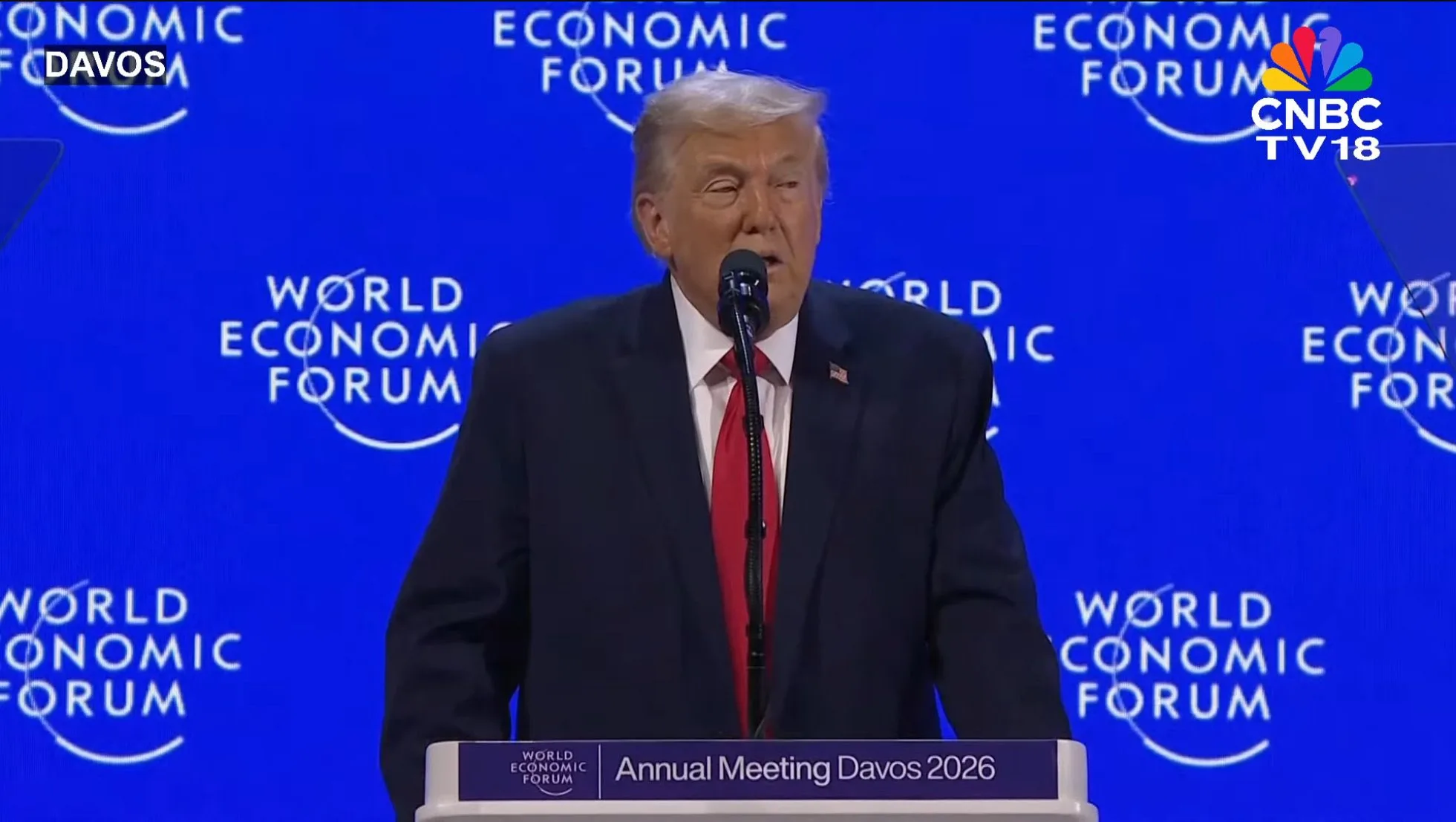 Donald Trump en Davos, Suiza. 21 de enero del año 2026. Crédito: CNN