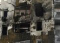 Edificio destruido en Ucrania tras los ataques rusos del 9 de enero.