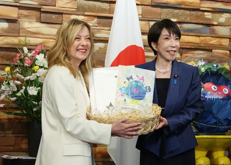 La primera ministra italiana, Giorgia Meloni y la Primer Ministro de Japon Sanae Takaichi. Crédito: AP
