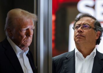 Donald Trump y Gustavo Petro en una composición fotográfica. Crédito: archivo