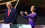 Los presidentes de Estados Unidos, Donald Trump, y de México, Claudia Sheinbaum en el sorteo del mundial de fútbol 2026. Crédito: archivo