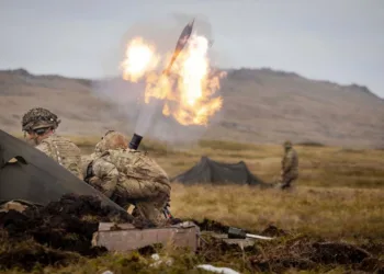 1er Batallón El Real Regimiento Irlandés en el ejercicio final de la Operación FIRIC en las Islas Malvinas. Crédito: Cpl Knox