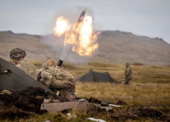1er Batallón El Real Regimiento Irlandés en el ejercicio final de la Operación FIRIC en las Islas Malvinas. Crédito: Cpl Knox