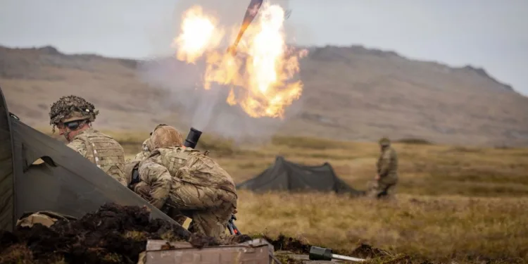 1er Batallón El Real Regimiento Irlandés en el ejercicio final de la Operación FIRIC en las Islas Malvinas. Crédito: Cpl Knox