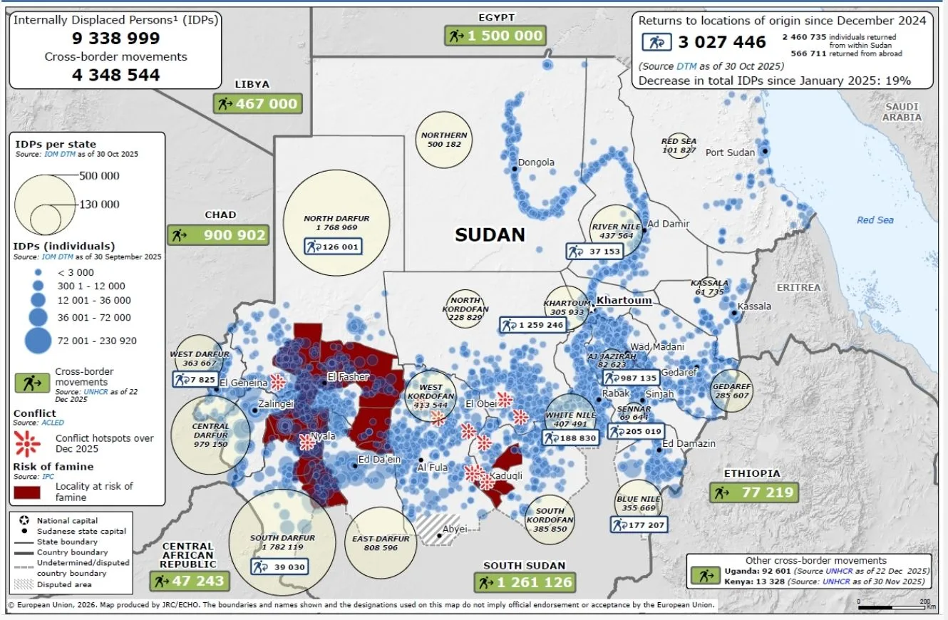 Mapa Sudán. Crédito: Unión Europea