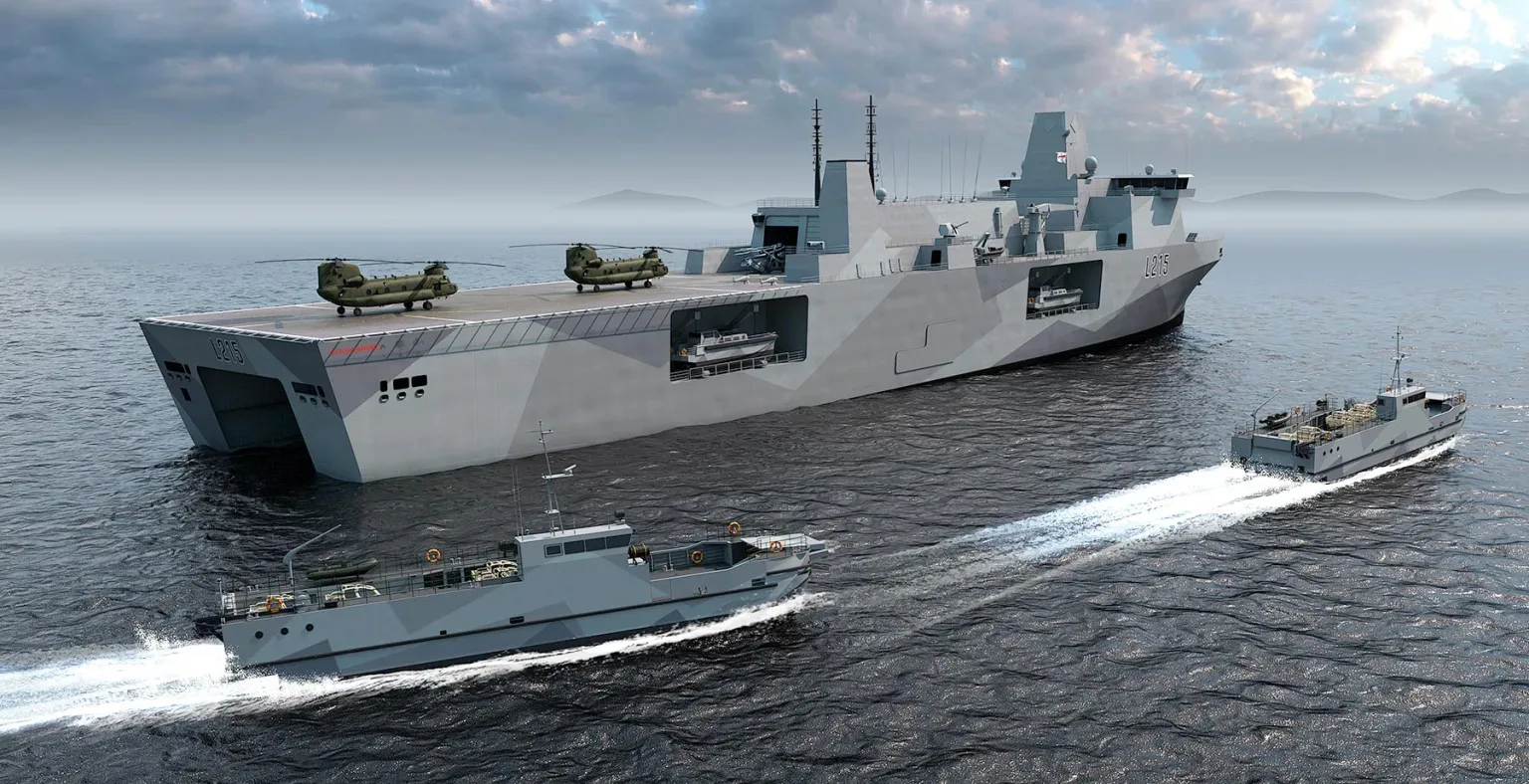 El concepto «Ellida Strike» de BMT, desarrollado en respuesta al requisito de la Marina Real Británica de un buque de ataque polivalente, Créditos: BMT.