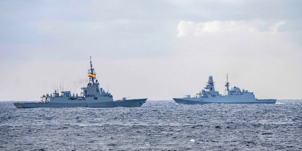 La fragata Cristóbal Colón se ha unido al grupo aeronaval del Charles de Gaulle desde hace unos días/ Créditos: French Carrier Strike Group