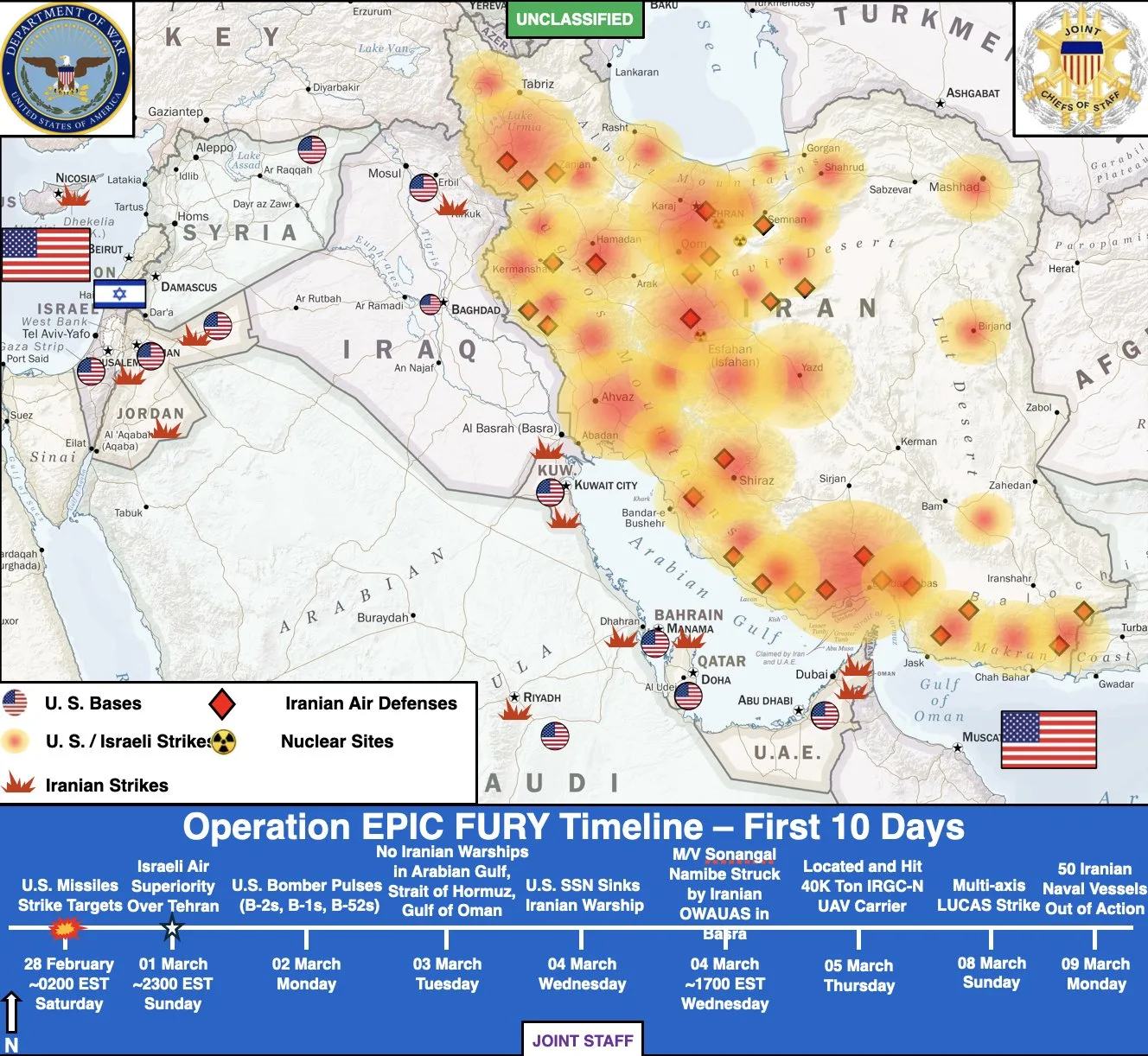 Los primeros diez días de la Operación Epic Fury/ Créditos: Cuenta oficial X del Departamento de Guerra de EE. UU.