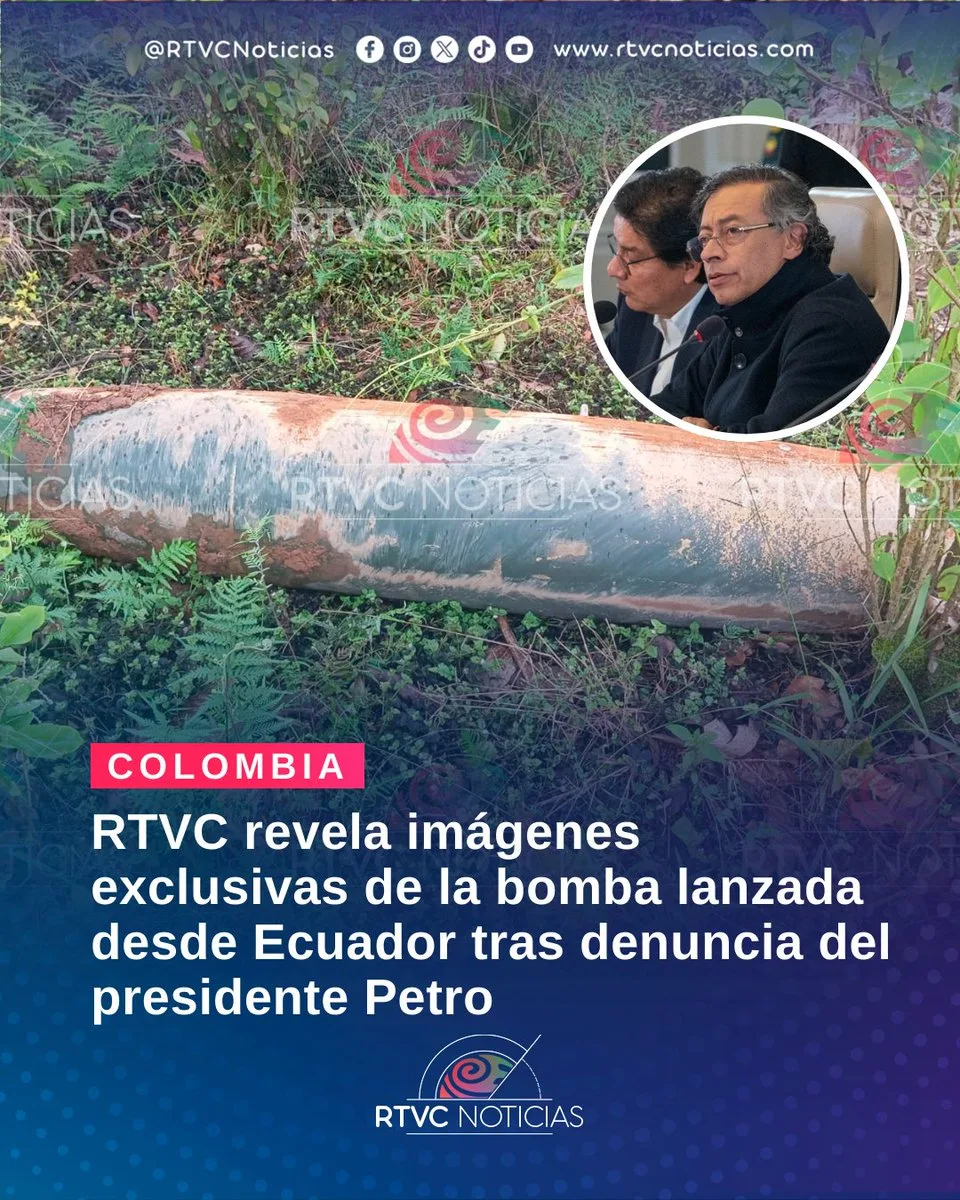 "Investigar a profundidad está bomba caída en la frontera colombiana con Ecuador desde avión. Cayó a cien metros de la vivienda de una familia campesina empobrecida", publicó en su cuenta X el presidente de Colombia Gustavo Petro.
