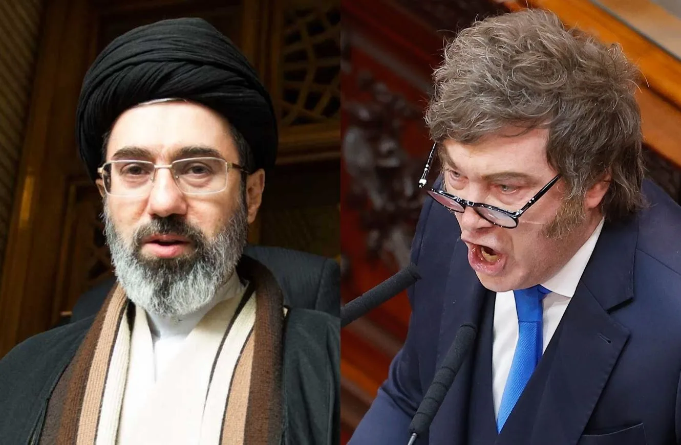 Javier Milei y el flamante líder supremo de Irán Mojtaba Jamenei. Crédito: archivo