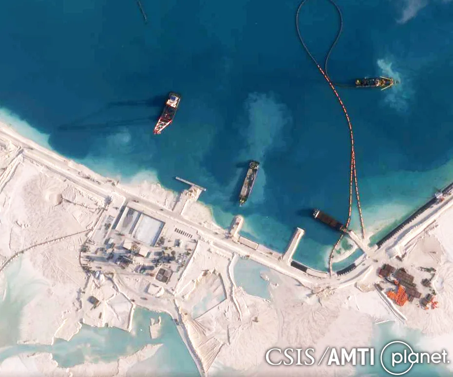 Antelope Reef podría ser ahora la isla más grande del Mar de China Meridional. Créditos: CSIS.
