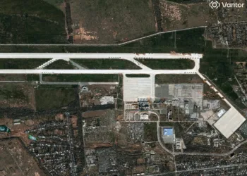 Rusia ha convertido el aeropuerto de Donetsk en una base de drones. Créditos: Vantor