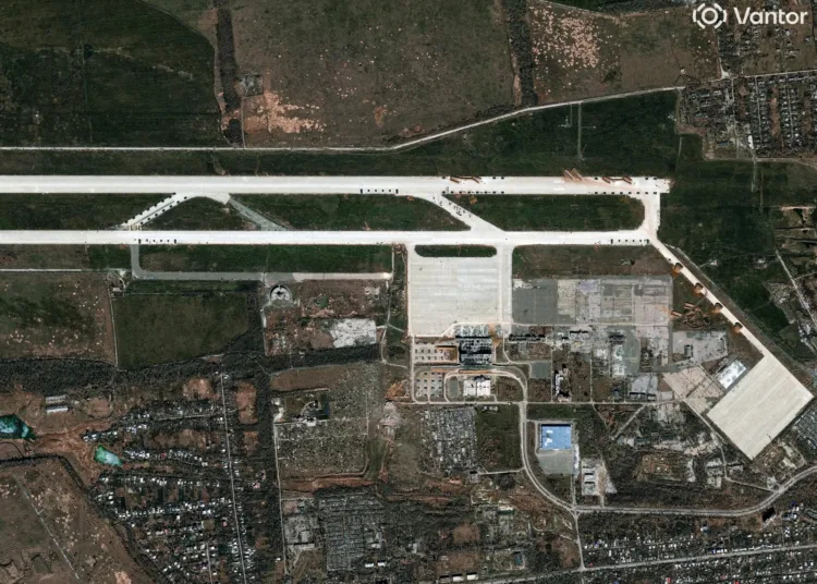 Rusia ha convertido el aeropuerto de Donetsk en una base de drones. Créditos: Vantor