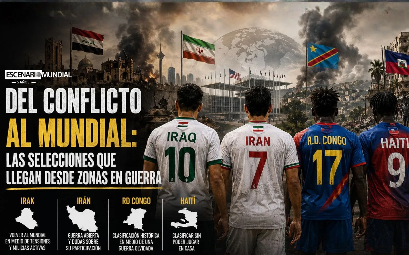 Ilustración de los países que llegan con conflictos o guerras activas Crédito: IA