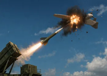 Irán lleva años fabricando y suministrando drones no tripulados a sus aliados, y ahora los está desplegando a gran escala por su cuenta. Desde que Estados Unidos e Israel atacaron Irán el 28 de febrero, Teherán ha lanzado cientos de misiles y más de 1.000 drones contra Israel y los Estados del Golfo aliados con Washington. Esta estrategia se basa en la cantidad más que en la precisión, lanzando un gran número de drones simultáneamente para desbordar las defensas aéreas. Créditos: Ilustración de un drone iraní costeado en 20.000 a 50.000 dólares, siendo interceptado por un sistema Patriot de 4 millones de dólares.