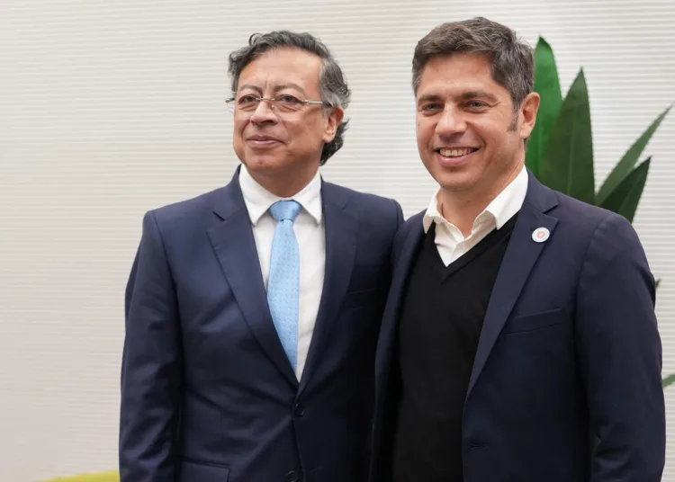 El presidente de Colombia Gustavo Petro junto con el Gobernador Axel Kicillof. Fuente: Télam