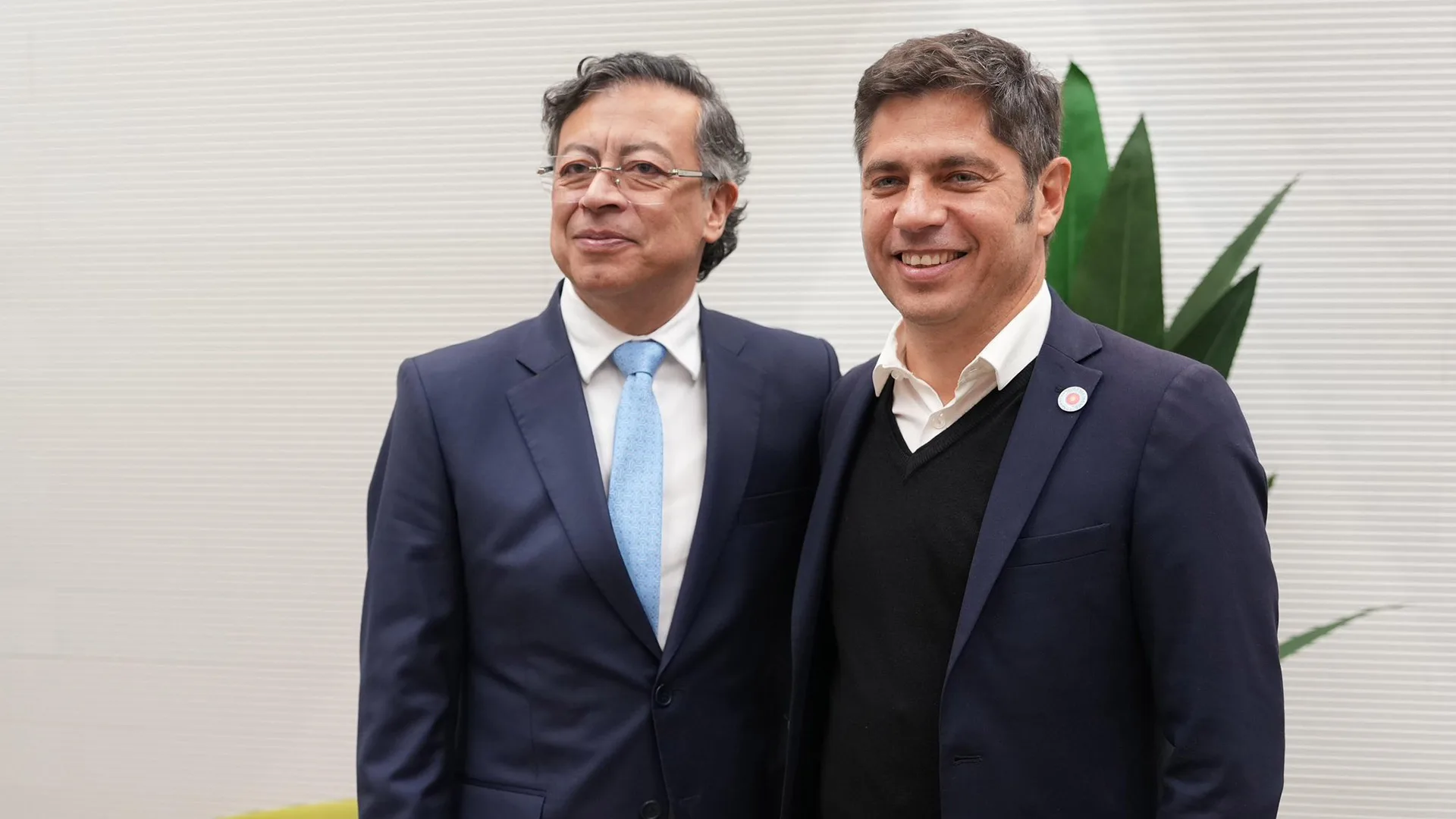El presidente de Colombia Gustavo Petro junto con el Gobernador Axel Kicillof. Fuente: Télam