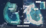 El impulso de construcción de China en el Arrecife Antílope en el Mar de China Meridional continúa; las últimas imágenes ilustran la escala del crecimiento, pasando de un único puesto chino a un desarrollo que abarca todo el atolón en solo tres meses. Créditos: Damien Symon.