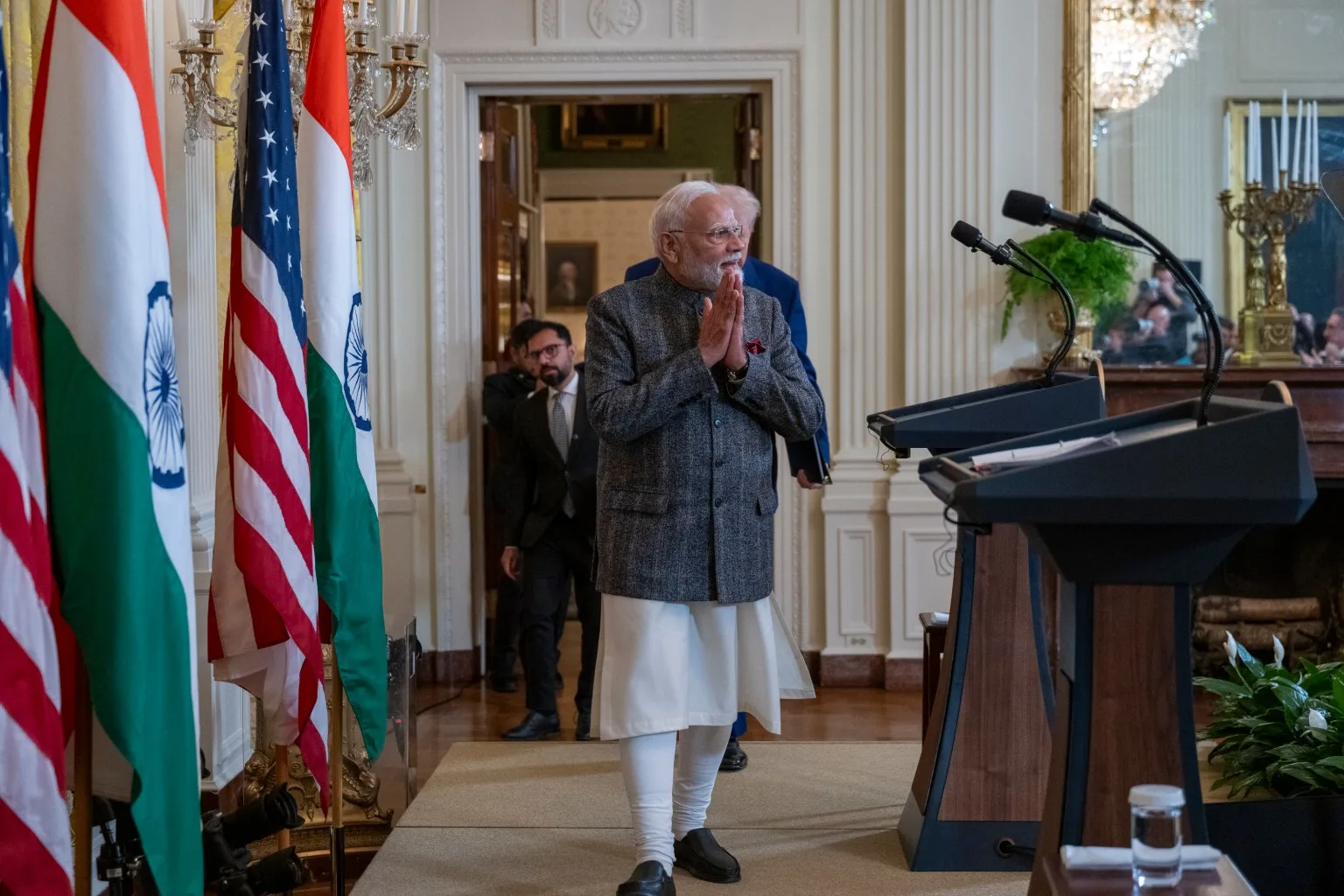 El presidente Donald Trump recibe al primer ministro de la India, Narendra Modi. Créditos: Galería de la Casa Blanca.