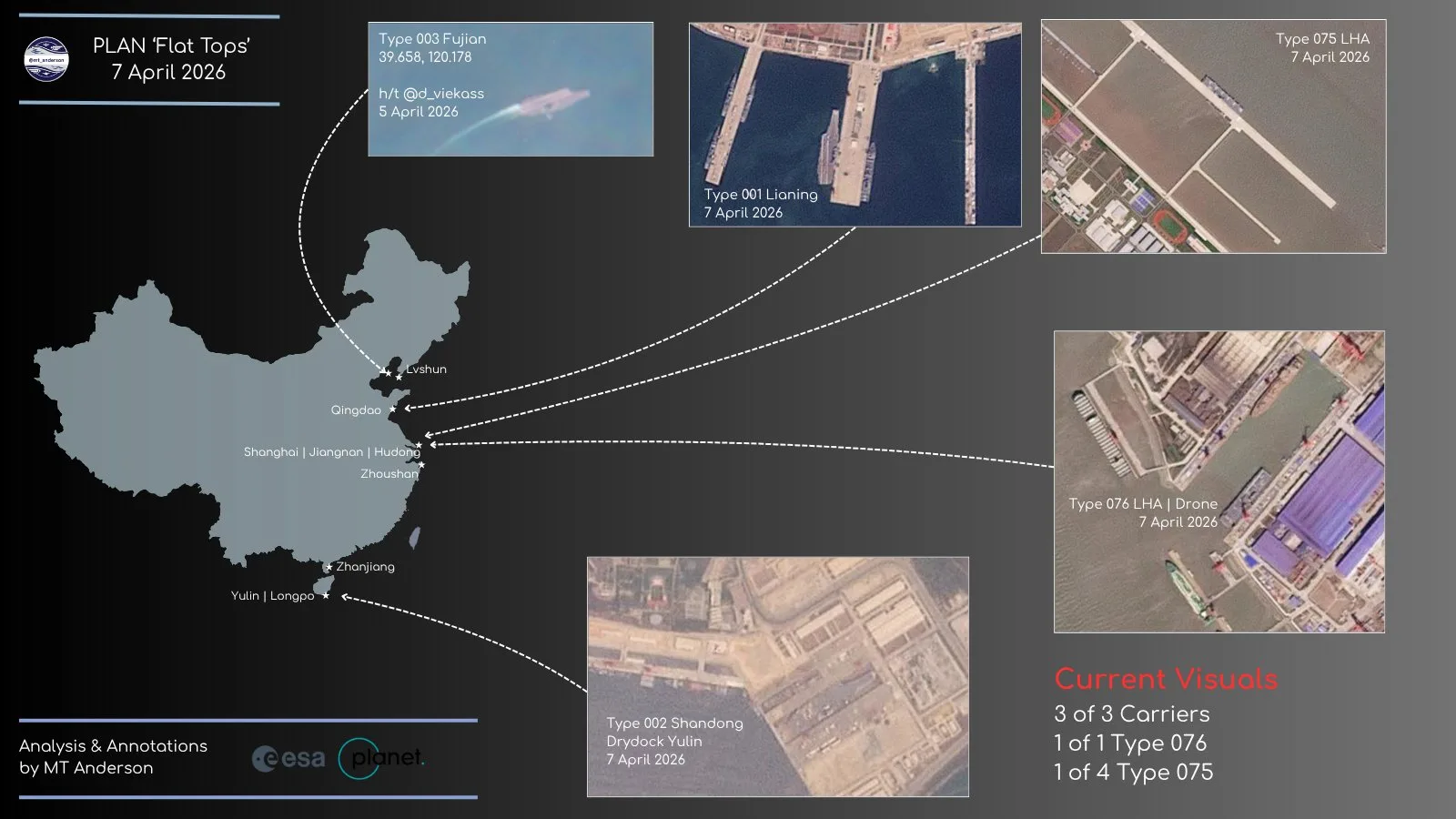 Imágenes satelitales de la flota china