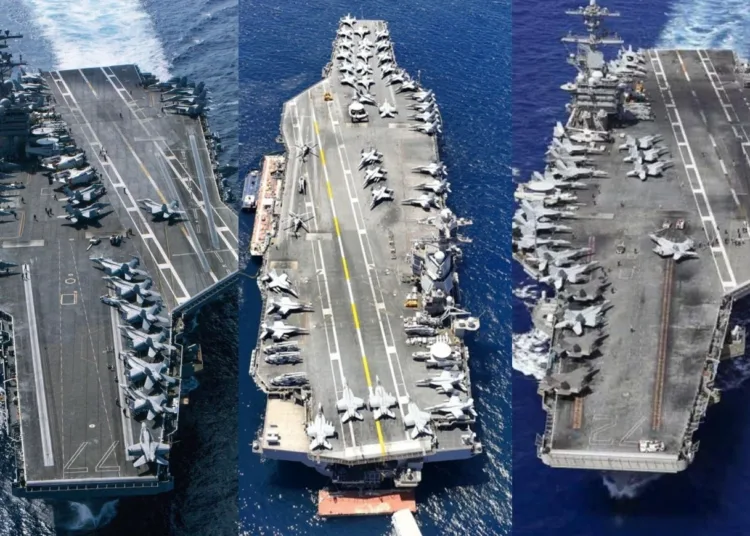 USS Gerald Ford, USS Abraham Lincoln y USS George Bush. crédito: archivo