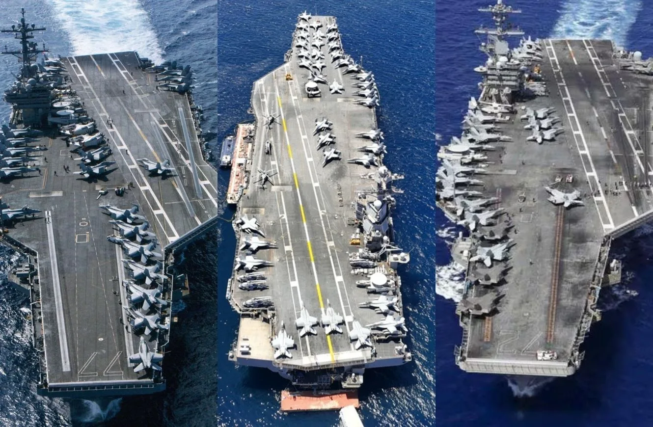 USS Gerald Ford, USS Abraham Lincoln y USS George Bush. crédito: archivo