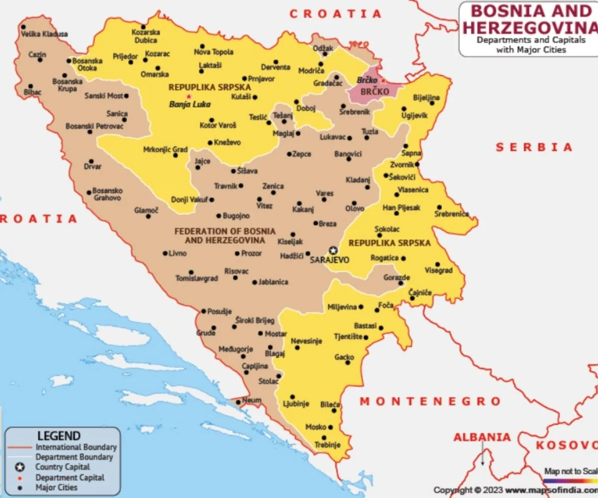 Mapa de Bosnia y Herzegovina