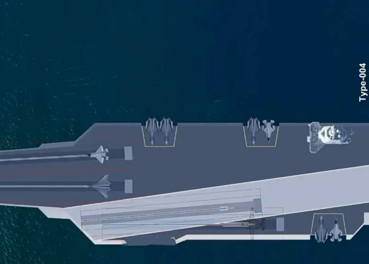 Imagen conceptual del portaaviones nuclear chino Tipo 004. Créditos: PLA Military Updates.