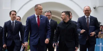 Reunión bilateral con el presidente de Polonia, Karol Nawrocki y el presidente ucraniano Zelenskyy, en los márgenes de la Cumbre del B9 (Bucharest Nine) celebrada el 13 de mayo de 2026 en Bucarest. Créditos: Volodymyr Zelenskyy.