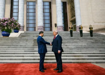 Ceremonia de llegada en Beijing, mostrando al presidente Trump y Xi Jinping el 14 de mayo de 2026. Créditos: Casa Blanca.