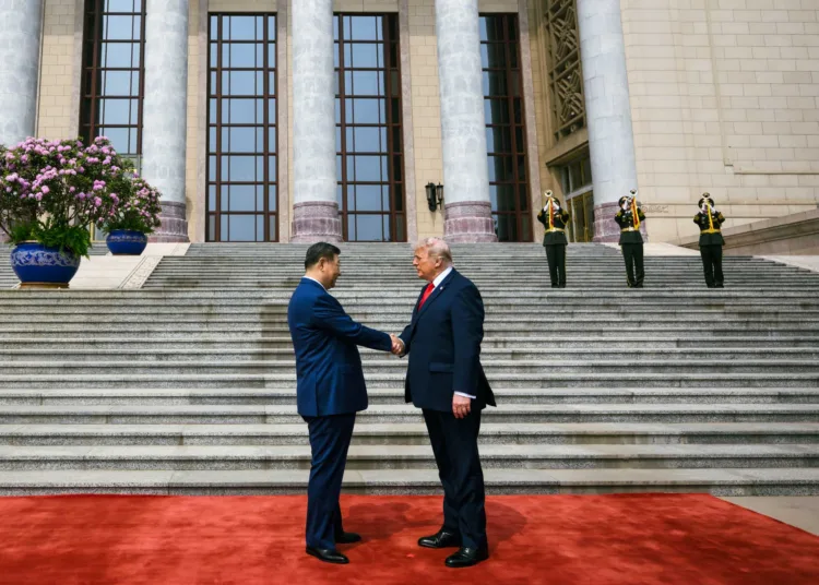 Ceremonia de llegada en Beijing, mostrando al presidente Trump y Xi Jinping el 14 de mayo de 2026. Créditos: Casa Blanca.