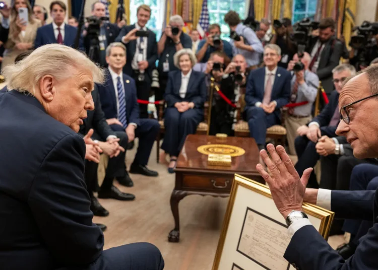 El presidente Trump mantiene una reunión bilateral con el canciller alemán Friedrich Merz. Créditos: Galería de la Casa Blanca.