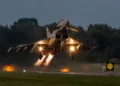 Los aviones Typhoon de la RAF realizarán misiones de defensa aérea sobre Polonia como parte de la misión de la alianza militar para reforzar el flanco oriental en septiembre de 2025. Ministerio de Defensa