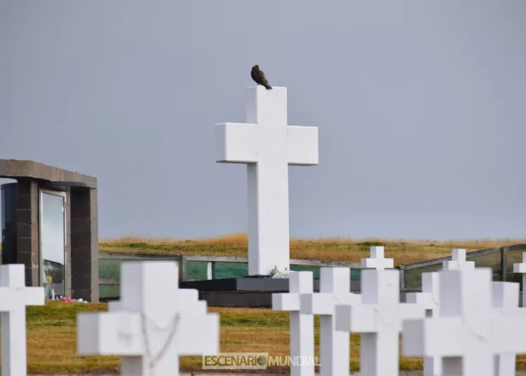 Cementerio argentino en Darwim, Islas Malvinas. Crédito: Alejo Sanchez Piccat / Escenario Mundial
