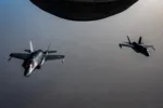 Dos cazas F-35A stealth de la Fuerza Aérea de EE.UU. en patrulla sobre el Medio Oriente. Créditos: CENTCOM.