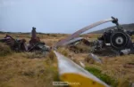 Restos de un helicoptero Chinook en la ladera del Monte Kent, Islas Malvinas. Crédito: Alejo Sanchez Piccat / Escenario Mundial