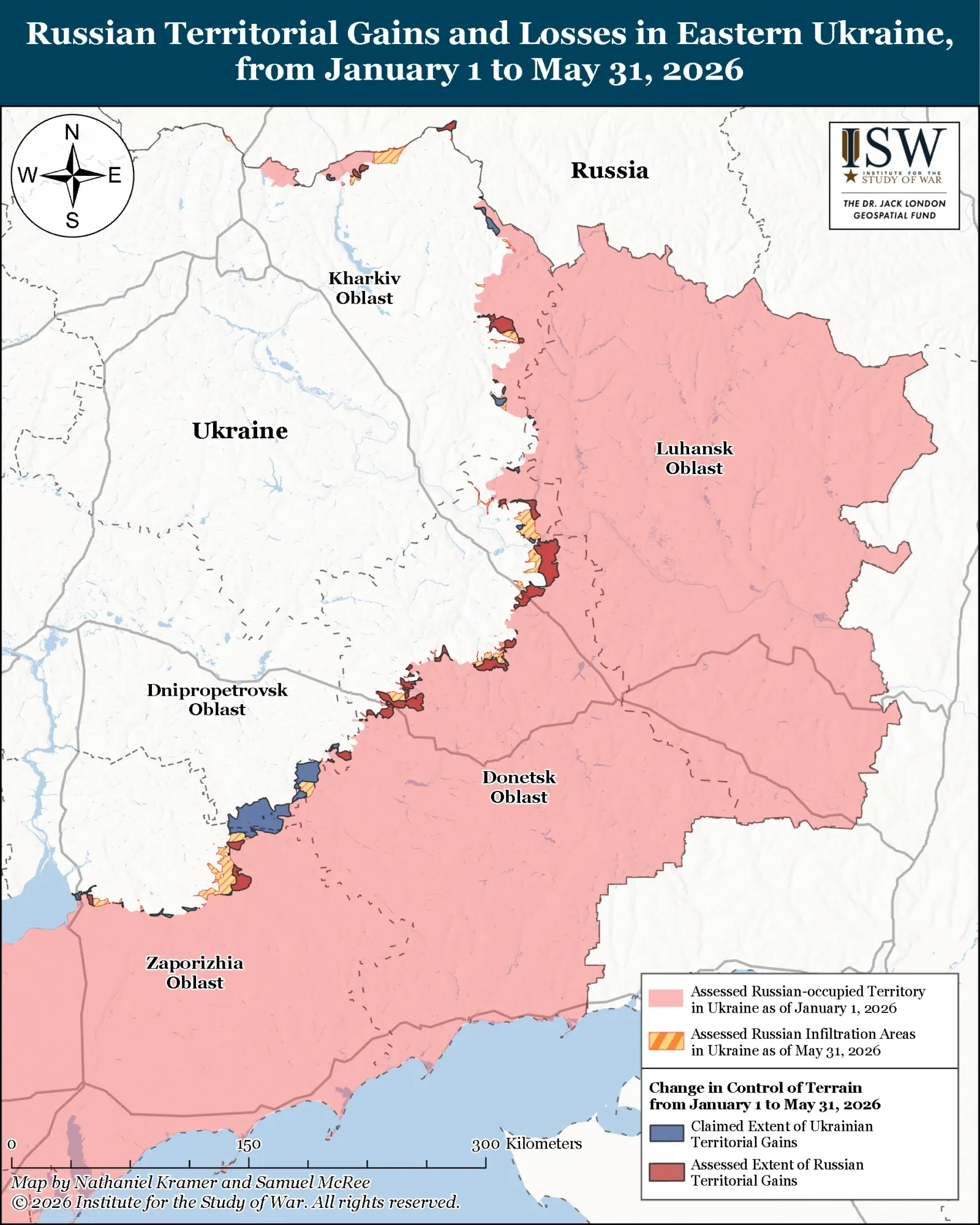 Mapa de los territorios controlados por Rusia. Crédito: Institute for the Study of War