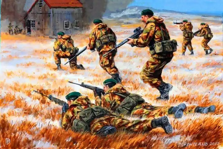 Representación del combate en Top Malo House por David Pentland.

