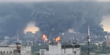 Imagenes del ataque a la refineria en el interior de Rusia. Crédito: redes sociales
