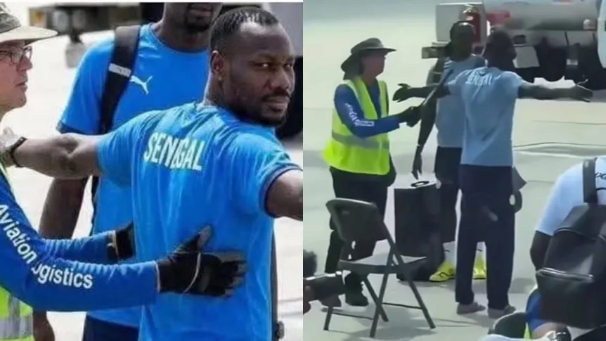 Futbolistas de Senegal fueron sometidos a revisiones exhaustivas en la pista de aterrizaje. TyC Sports