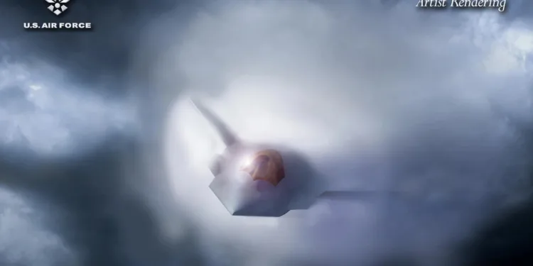 Representación gráfica del caza de sexta generación de la Fuerza Aérea de los EE.UU., el F-47 de la Plataforma de Dominio Aéreo de Próxima Generación (NGAD). Créditos: Fuerza Aérea de EE. UU.