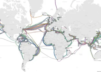 Figura 1. Mapa de cables submarinos internacionales. Fuente: TeleGeography, Submarine Cable Map.