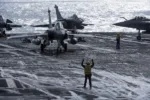 Rafale Marine de la Flottille 11F en la cubierta de un portaaviones. Créditos: Marine nationale.
