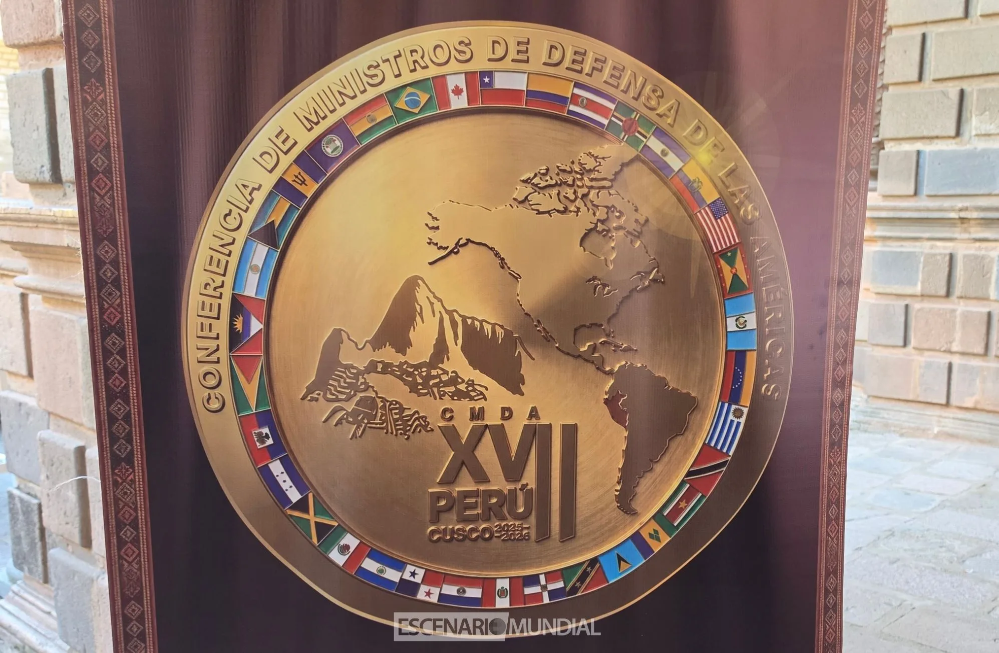 Estandarte oficial de la Conferencia de Ministros de Defensa de las Américas. Crédito: Escenario Mundial
