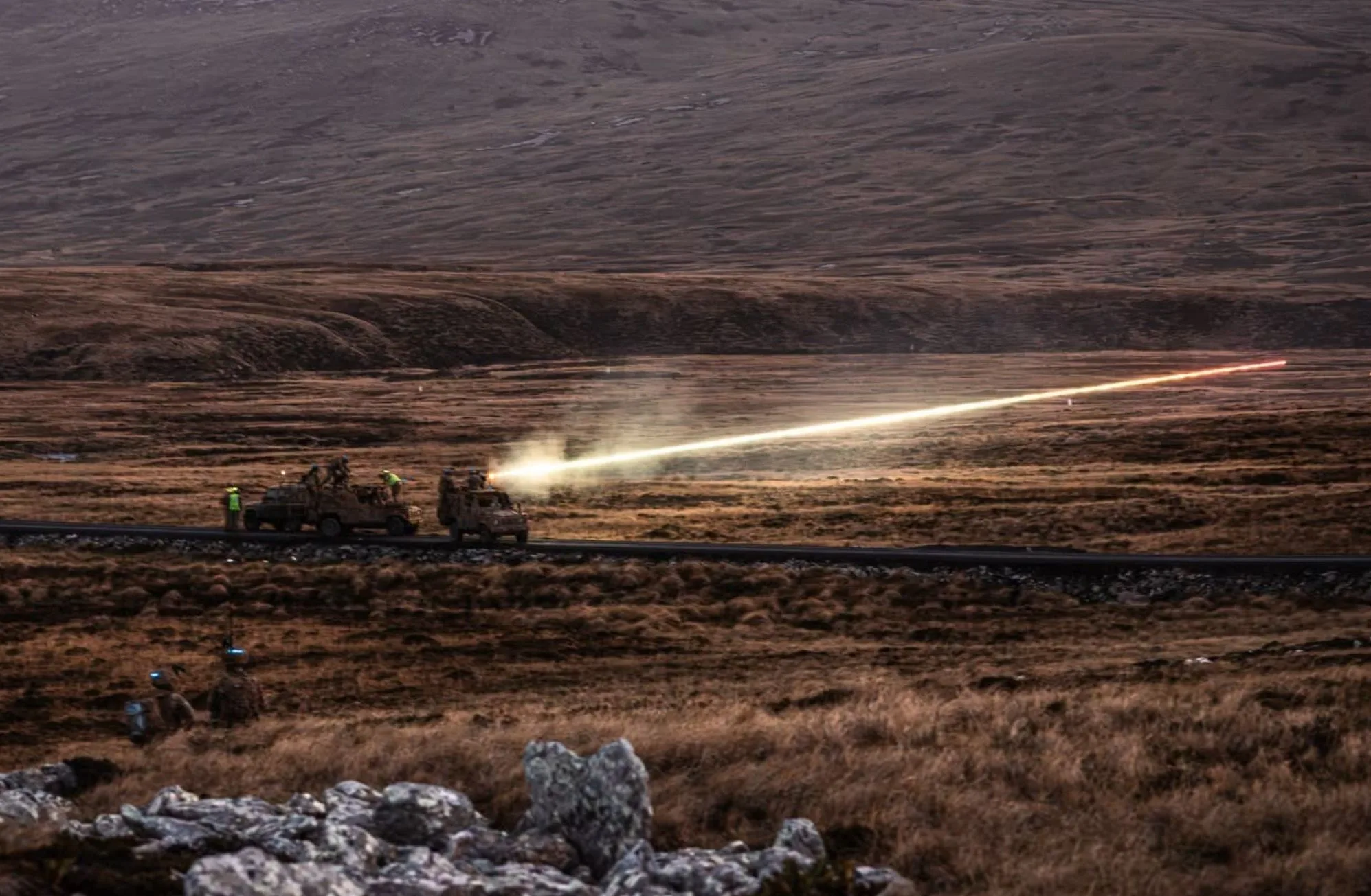 5.º Batallón del Regimiento The Rifles realizan ejercicios militares en las Islas Malvinas. Crédito: BFSAI